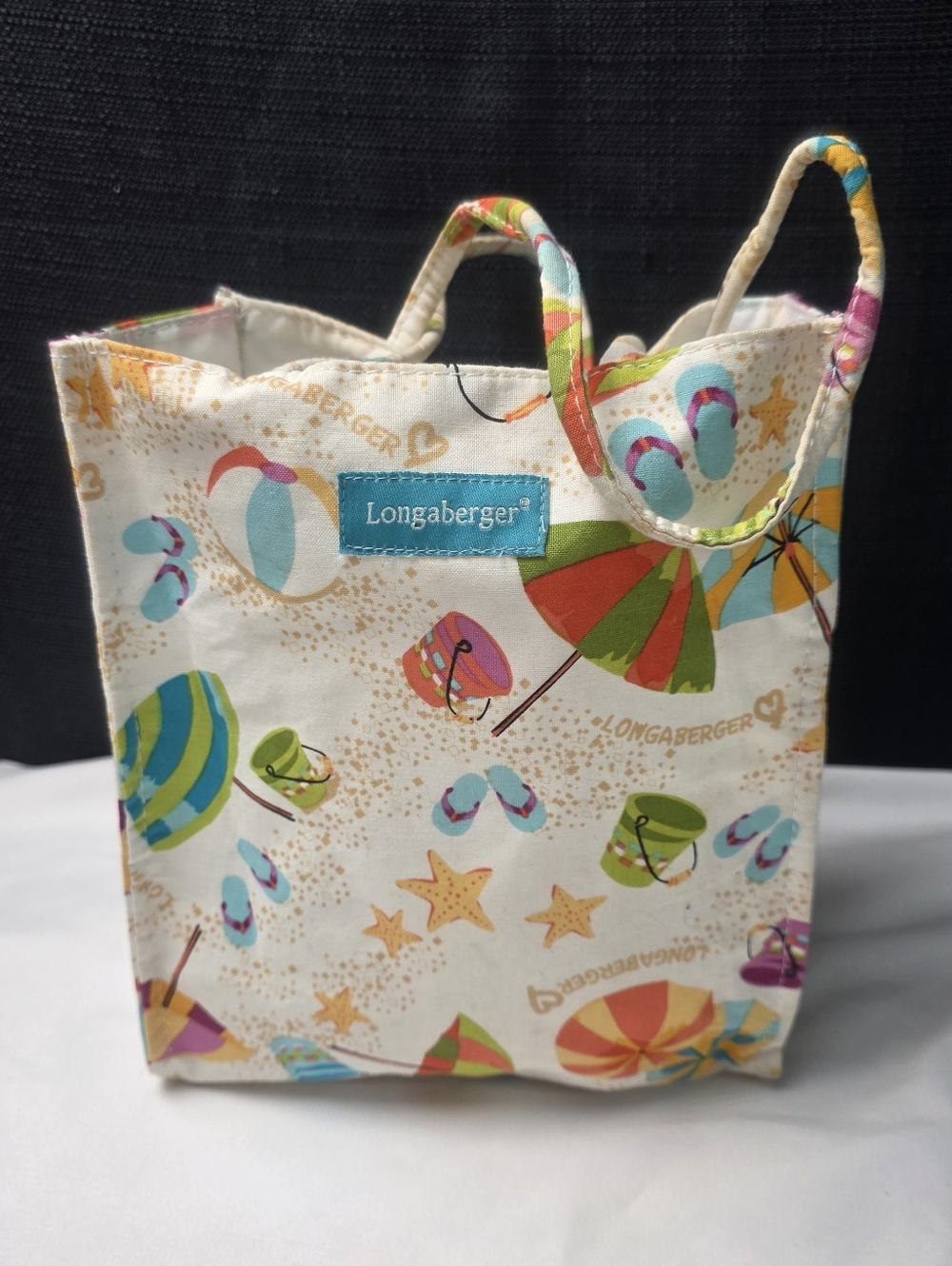 Longaberger Beach Design Small Tote / Purse - Plastic Lined